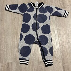 Gray and Navy Polka Dot Baby Onesie